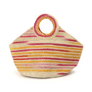 Piece of Mind Jute Bag Striped Round Handled